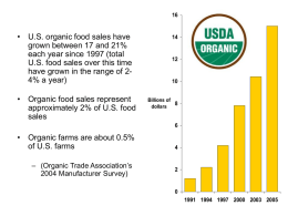 • U.S. organic food sales have grown between 17 and 21%