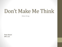 Don’t Make Me Think Steve Krug Dean Steuer MFC 215