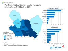 Population density and surface area by municipality, 1.1.2014