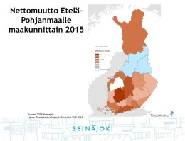 Nettomuutto Etelä- Pohjanmaalle maakunnittain 2015 Vuoden 2016 aluerajat