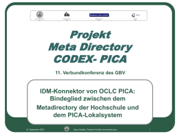 Projekt Meta Directory CODEX-PICA