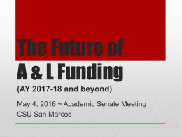 Report on The Future of A L Funding - 5/4/16