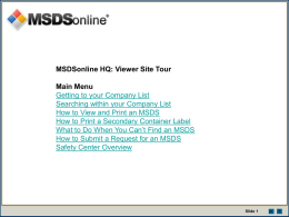 Helpful instructions for the use of MSDS on line