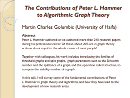 The Contributions of Peter L. Hammer to Algorithmic Graph Theory