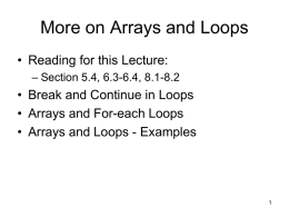 More on Arrays and Loops