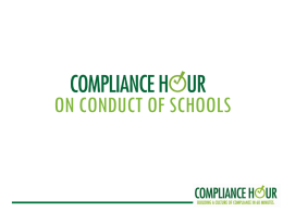 Conduct of Schools Process Documentation Guidelines