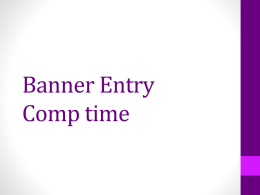 Entering Comp Time via Internet Native Banner (INB) Training