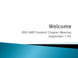 IEEE UMD Student Chapter Meeting September 17th