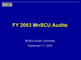 Legislative Audit Reports for Fiscal Year 2003