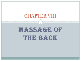 MASSAGE OF THE BACK CHAPTER VIII