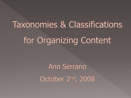 Taxonomies & Classification for Organizing Content