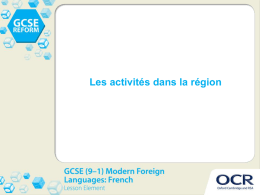 Les activités dans la région - Teacher presentation - Lesson element (PPT, 1MB)