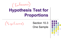 Notes on One Sample Proportion Significance Tests