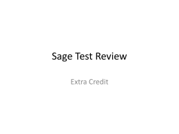 Sage Review - Extra Credit