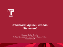 Brainstorming the Personal Statement PowerPoint