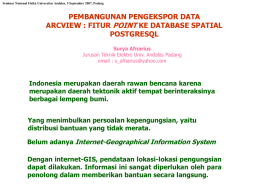 PEMBANGUNAN PENGEKSPOR DATA ARCVIEW  FITUR POINT KE DATABASE SPATIAL POSTGRESQL