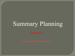 Planning Summary Module 6