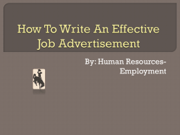 Writing your Job Advertisement