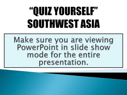 South West Asia Quiz
