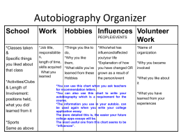 Autobiography organizer