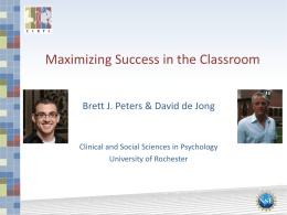 Brett Peters and David de Jong: Maximizing success in STEM classes