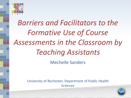 Mechelle Sanders: Barriers and Facilitators to the Formative Use of Course Assessments in the Classroom by Teaching Assistants