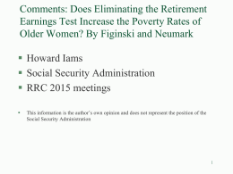 Comments: Does Eliminating the Retirement Older Women? By Figinski and Neumark