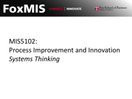 MIS5102: Process Improvement and Innovation Systems Thinking