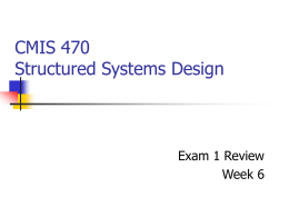 CMIS 470 Structured Systems Design Exam 1 Review Week 6