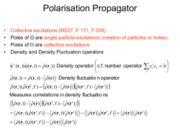 Polarisation Propagator
