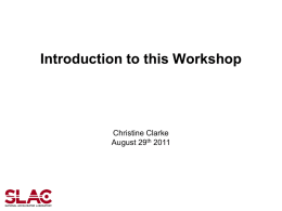 Christine Clarke Introduction to this Workshop