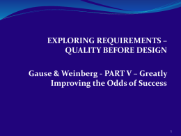 G W-Part5-Greatly Improving the Odds of Success