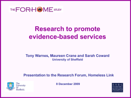 'Research to promote evidence-based services'