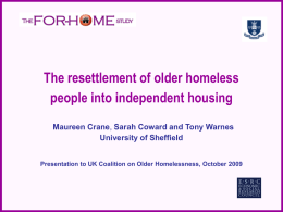 'The resettlement of older homeless people into independent housing'
