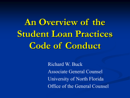 Student Loan Practices Code of Conduct PowerPoint Presentation 