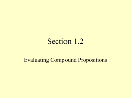 Section 1.2 Evaluating Compound Propositions