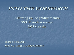 'Into the workforce. Following up the graduates from SWDE student survey: 2005-2006 intake.'