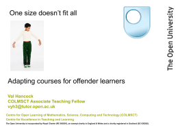 'One size doesn't fit all' presentation at Making Connections conference, Milton Keynes 2009