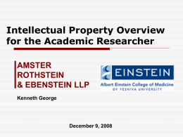 Intellectual Property Overview for the Academic Researcher