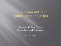 Preparation of Grant Applications in Cayuse