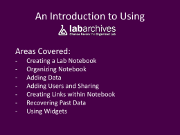 An Introduction to Using LabArchives