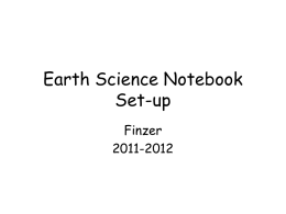 Earth Science Notebook Set-up