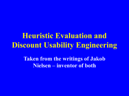 PowerPoint notes for Heuristic Evaluation from Jakob Nielsen's writings
