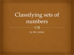 Classifying Numbers