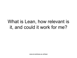 Lean and its relevance