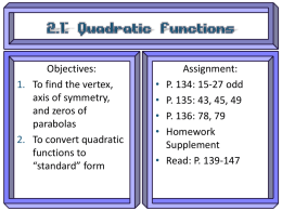 2 1 Quadratic Functions