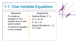 1 1 One Variable Eqs
