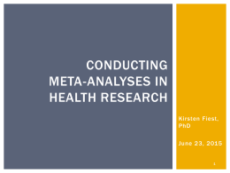 Conducting Meta-Analysis in Health Research