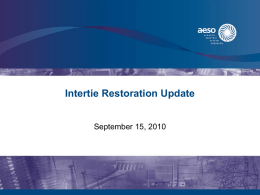 Intertie Restoration Update