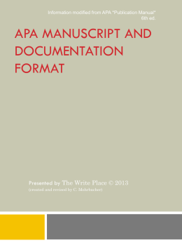 APA Manuscript and Citation Format